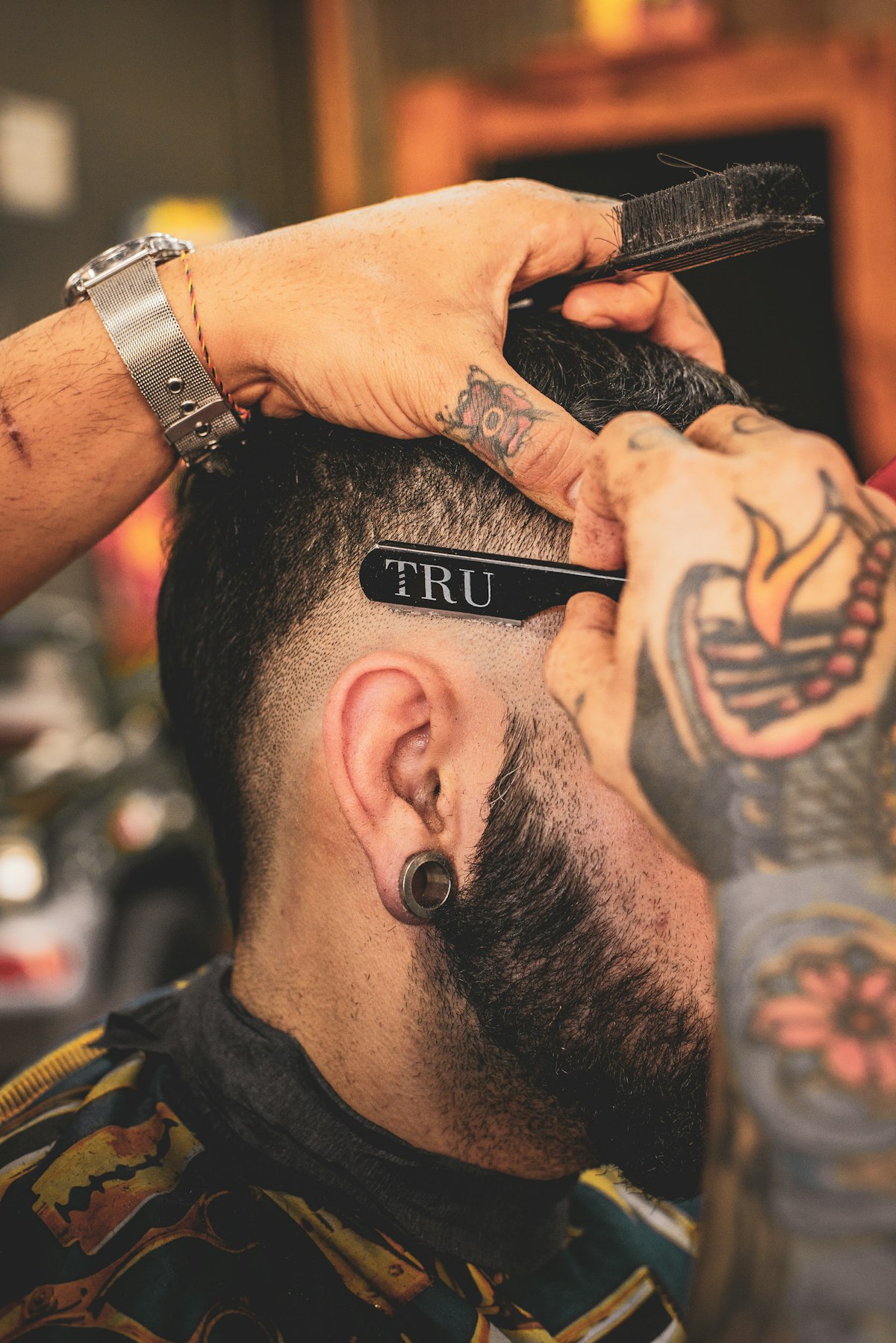 Detail shot of a fade line-up